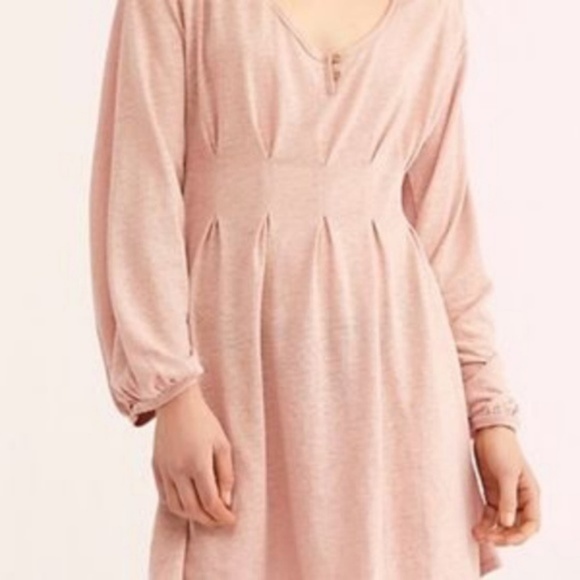 Free People Linen Papaya Long Sleeve Mini Dress - Picture 7 of 8